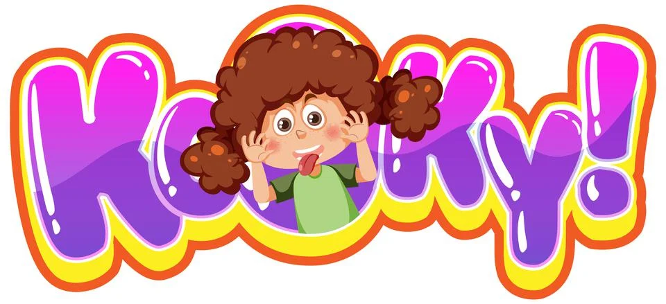 Kooky text word banner comic style with cartoon character expression Stock Illustration