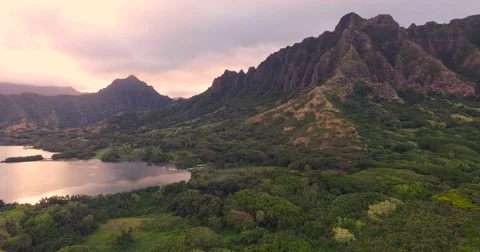 Koolau Mountains - Kaneohe, Oahu, Hawaii - 4k footage Stock Footage
