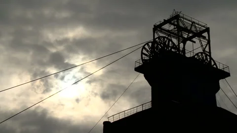 Koper coal mine. The surface of the coal mine. Raising the Miners Stock Footage 102316186