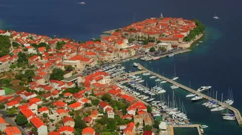 Korcula aerial Stockbeeldmateriaal 12187273