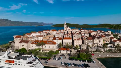 Korcula, Croatia aerial video Stock Footage 329195853