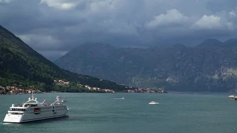 Korcula harbour with storm clouds Stock Footage 124166275