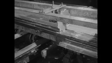 KOREA - 1960s - Machines processing slate roofing for export to the United Stock Footage 340577400