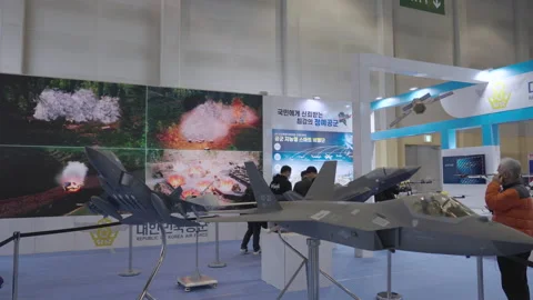 Korea 5th Generation Fighter Model at Busan Exhibition Show Video stock 234595259