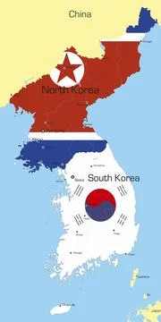 Korea Abstract vector color map of Korea countries coloured by national fl... Stock Photos