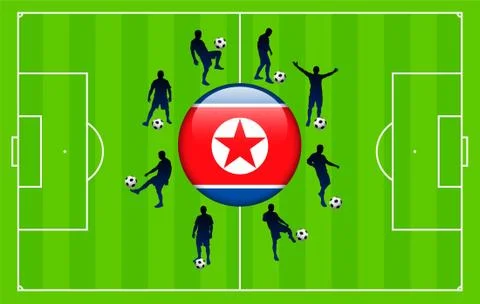 Korea DPR Flag Icon Internet Button with Soccer Match Stock Illustration