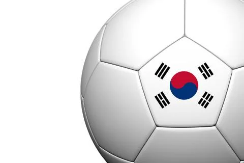 Korea flag pattern 3d rendering of a soccer ball Stock Illustration