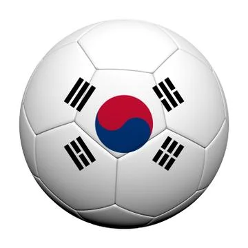 Korea flag pattern 3d rendering of a soccer ball Stock Illustration