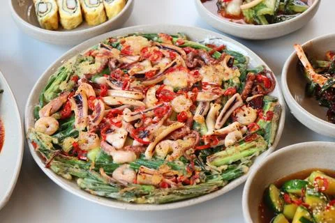 Korea Green Onion Pancake Stock Photos
