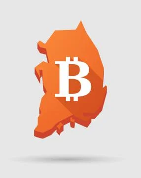 Korea map with a bitcoin sign Ilustración de archivo