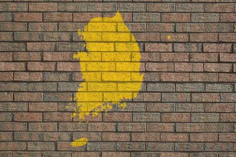 Korea map on brick wall Illustrazione stock