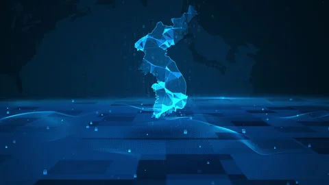 Korea Map Digital Number Code Business Security Technology Background Stock Footage 339045485