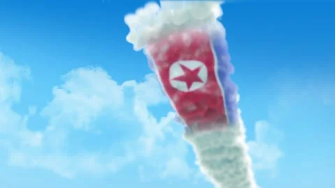 Korea North Flag 3D Render Animation Created with Colored Smoke Trails by Ai 스톡 동영상 332308174