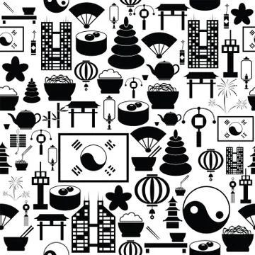 Korea seamless pattern background icon. Illustrazione stock