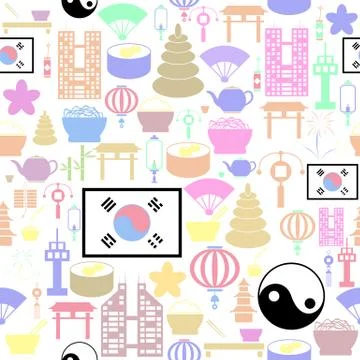 Korea seamless pattern background icon. Illustrazione stock