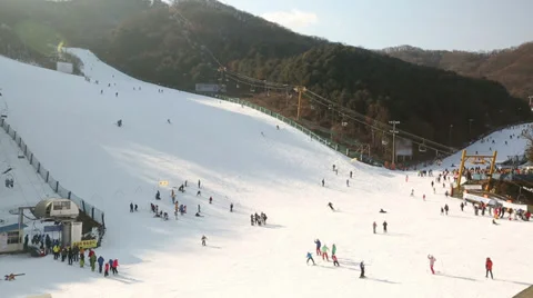 Korea Ski Slope 2 Stock Footage 35479461