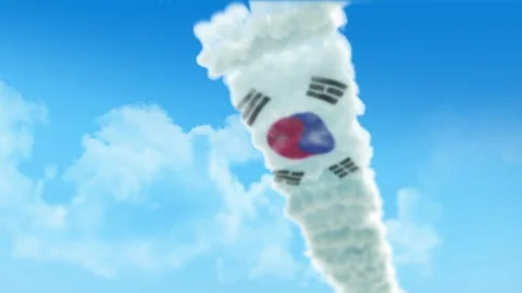 Korea South Flag 3D Render Animation Created with Colored Smoke Trails by Ai 스톡 동영상 332308187