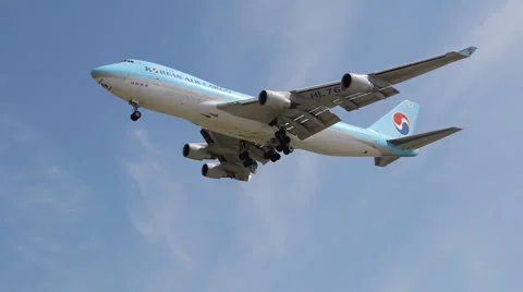 Korean Air Cargo Boeing 747 aircraft Stock Footage