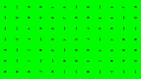 Korean Alphabets Characters Language Grid Pattern Background Stock Footage 304778808