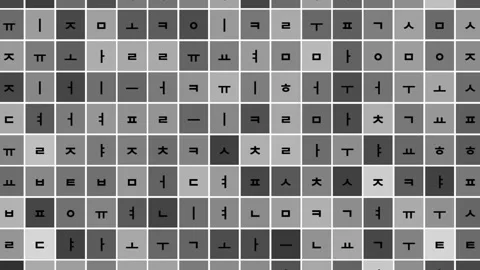 Korean Alphabets Characters Language Grid Pattern Background Stock Footage 304778831