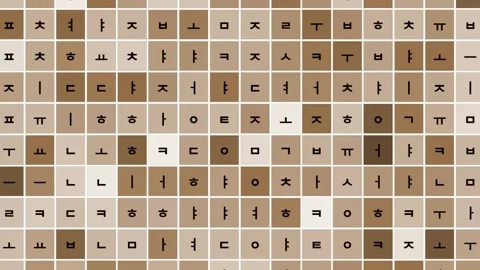 Korean Alphabets Characters Language Grid Pattern Background Stock Footage 304778839