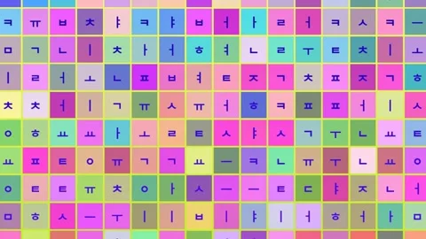 Korean Alphabets Characters Language Grid Pattern Background Stock Footage 304778860
