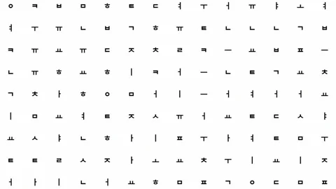 Korean Alphabets Characters Language Grid Pattern Background Stock Footage 304778867
