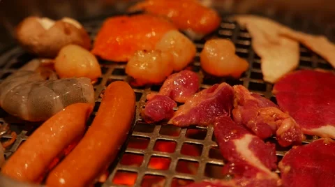 Korean barbecue grill. Stock Footage 53432322