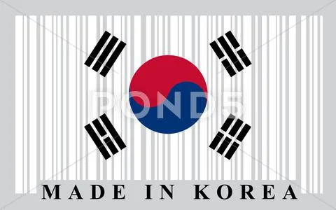 Korean barcode flag Stock Illustration ~ Graphic #40098536