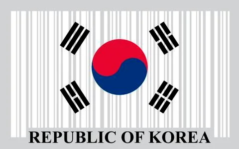Korean barcode flag 스톡 일러스트