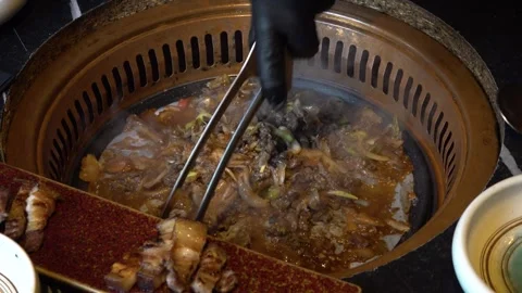 Korean BBQ 4K Stock Footage 303656544
