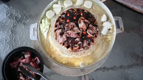 Korean BBQ with Hot Pot Stock Footage 134995941