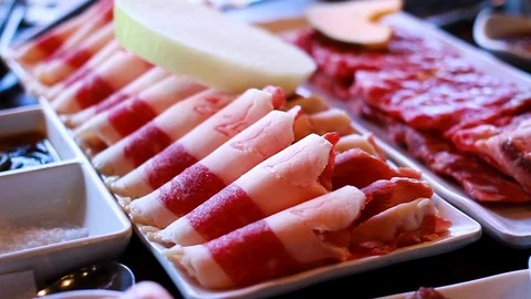 KOREAN BBQ RAW MEET 動画素材 91630205