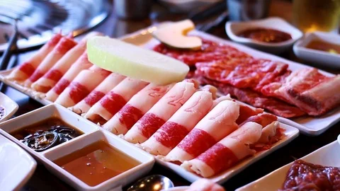 KOREAN BBQ RAW MEET 動画素材 91630637