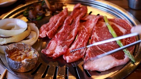 KOREAN BBQ RAW MEET 動画素材 91632020