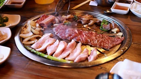 KOREAN BBQ RAW MEET 動画素材 91632043