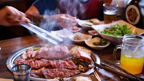 KOREAN BBQ RAW MEET 動画素材 91632093