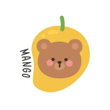 Korean Bear Head Sticker in Mango Costume Stock Illustration