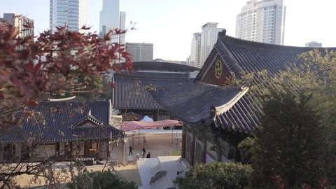 Korean Budhist Temple, Boneunsa Stockbeeldmateriaal 89815870