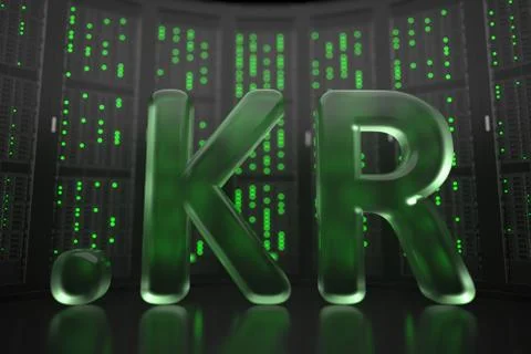 Korean domain .kr on server room background. Internet in South Korea related Stock Illustration