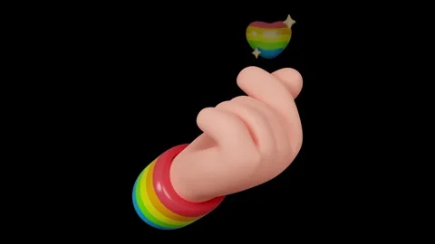 Korean Finger Heart Gesture with Floating Mini Rainbow Heart Sign. 스톡 동영상 340283458