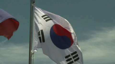 Korean Flag slow motion Video stock 474557