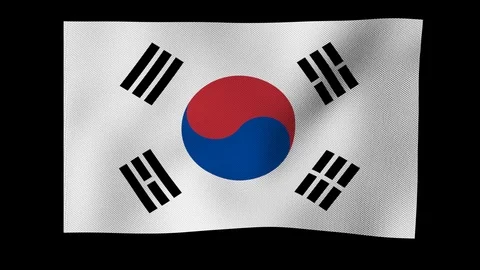 Korean flag waving in wind on alpha channel Stock Footage 88458669