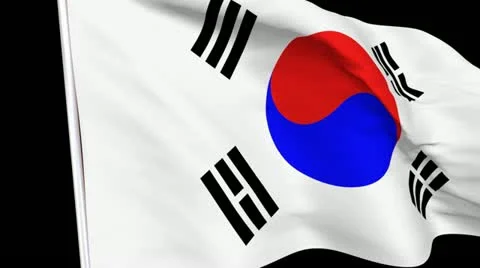 Korean FlagTransition HD Stock Footage 10870469
