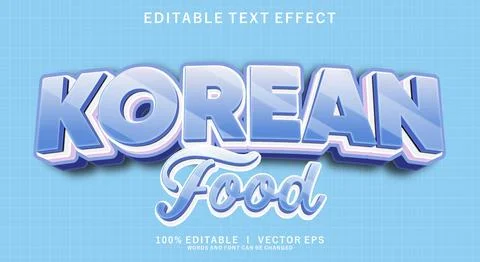 Korean food 3d vector text effect with modern style design Stock Illustration