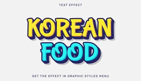 Korean food editable text effect in 3d style Stock Illustration