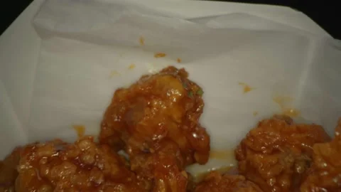Korean fried chicken - close-up Stock Footage