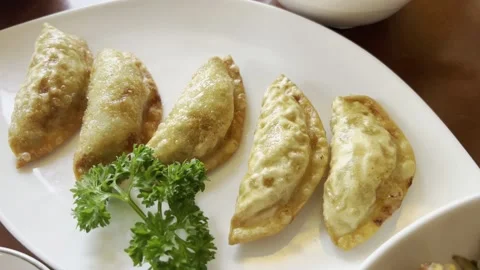 Korean Fried Dumpling Stock Footage 166676331
