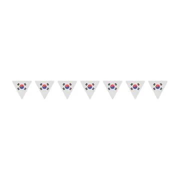 Korean garland with flags vector flat illustration on the white background Stock Illustration
