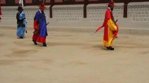 Korean Historical Recreation Performance in Seul 1 Stock Footage 5165232
